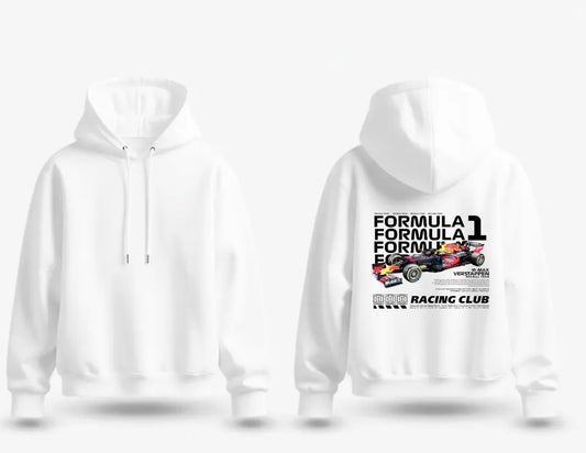 🏎️Formula 1 Max Verstappen Racing Club Hoodie | White F1 Car Graphic