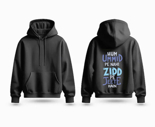 💡Stubborn Resolve (Zidd) Hindi Typography Black Hoodie