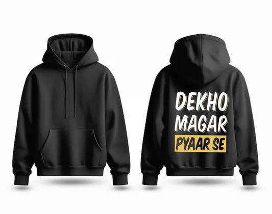 💖Oversized Black Hoodie with Sweet & Witty Hindi Slogan Back Print