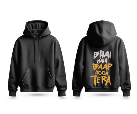 Oversized Black Hoodie with Back Print - Funny/Savage Hindi Quote