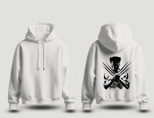 Wolverine Claws Graphic White Hoodie | X-Men Character Pullover