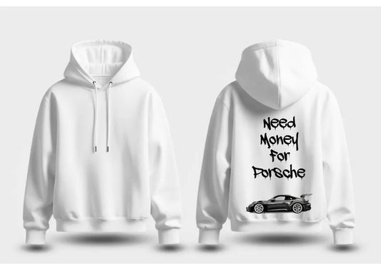 💰Porsche GT3/Sports Car Goal Graphic White Pullover Hoodie
