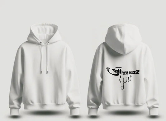AwaazZ👇 Graphic White Hoodie | Statement Pullover
