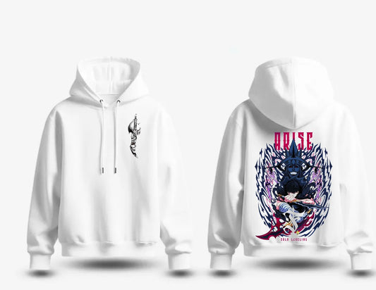 Solo Leveling "Arise" Shadow Monarch Anime White Hoodie 🔥