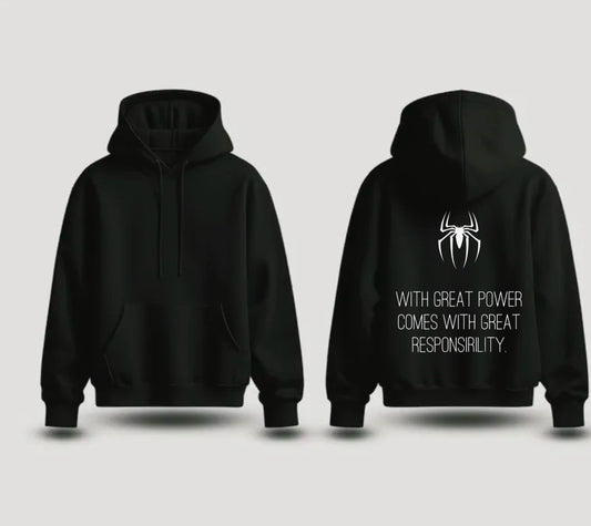 🕷️Spider-Man Motto Statement Black Hoodie