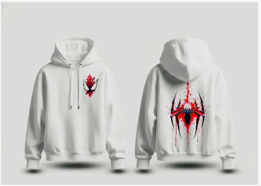 🕷️Spiderman-Sense Ink Splash Hoodie | White Red & Black Spider Graphic