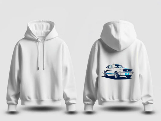 Classic '65 Ford Mustang GT🏁 Illustration White Pullover Hoodie