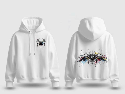 🕸️🕷️Multiverse Spiderman Graphic Hoodie | White Color-Splash Superhero Pullover